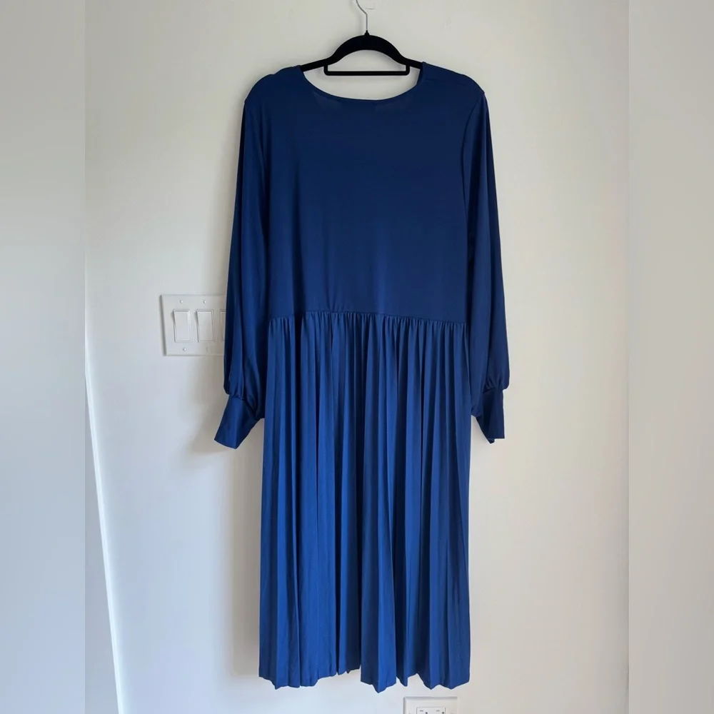 Eloquii‎ Knot Front Pleated Dress Size 16 Blue NEW